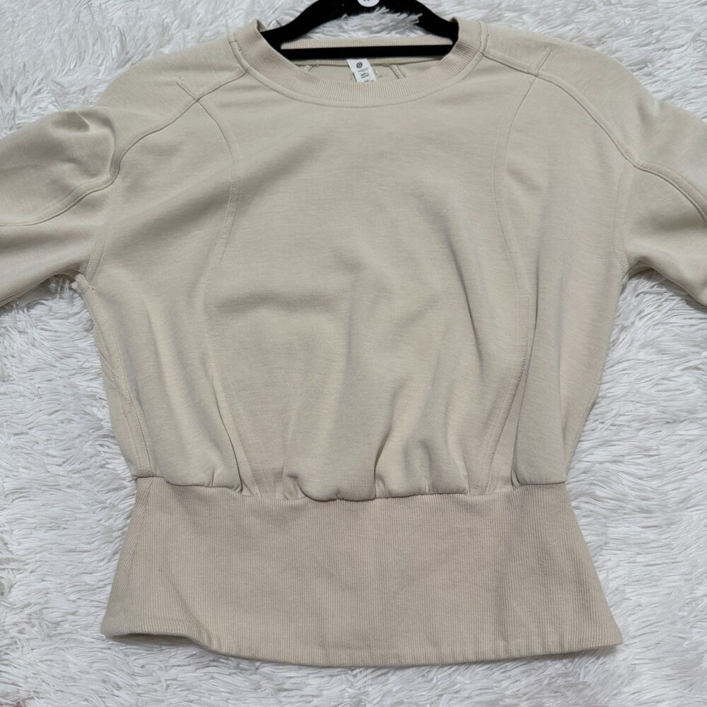 Women Lululemon Softstreme Ribbed-Hem Pullover Natural Ivory Size 2 - Picture 9 of 10